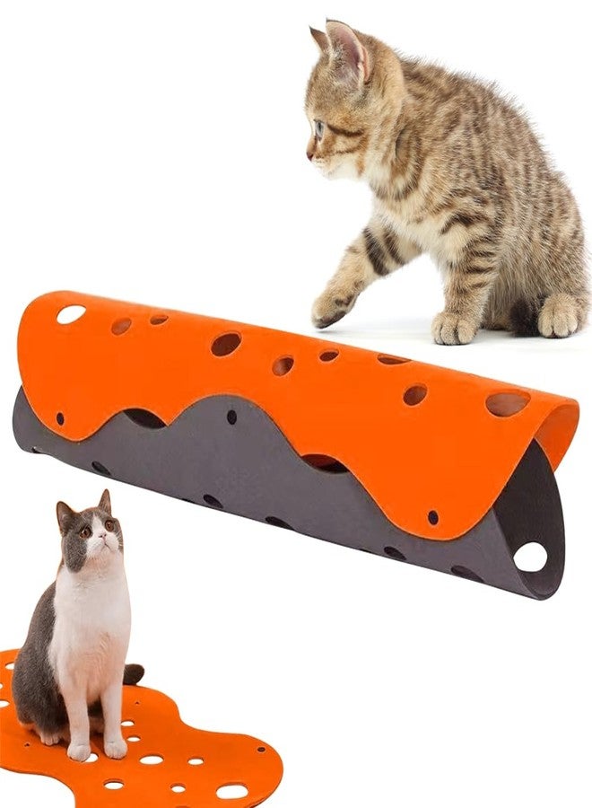 Qpets® Felt Cat Tunnel Toy Set of 2, Porous Dual-Color Felt Tunnel for Cat, Cut-Out Design for Play & Hide, Long Pet Tunnel Ideal for Kittens & Large Cats (90x22CM) - Image 1
